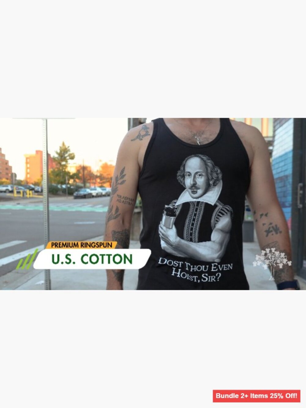 Funny Shakespeare Weight Lifting Gym Tank Top, Unisex Fit, Cotton - Picture 7 of 7